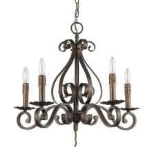 Lydia 5 Light 24" Wide Taper Candle Chandelier with Melted Wax Look Tapers