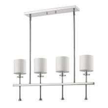 Kara 4 Light 32" Wide Single Tier Chandelier with White Fabric Shades and Crystal Accents