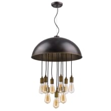Keough 10 Light 22" Wide Pendant with Raw Brass Sockets