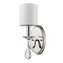Lily Single Light 5" Wide Wall Sconce with White Fabric Shade and Crystal Accents