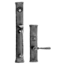Iron Art Single Cylinder Mortise Handleset with Rectangular Escutcheon and Inside Lever