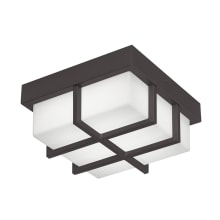 August 8" Wide LED Flush Mount Square Outdoor Ceiling Fixture with White Acrylic Shade