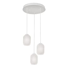 Callie 3 Light 18" Wide Multi Light Pendant with Frosted, Ribbed Glass Shades