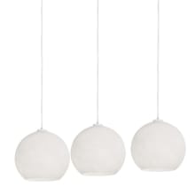 Cleo 3 Light 48" Wide Linear Pendant with Frosted, Ribbed Glass Shades