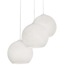 Cleo 3 Light 31" Wide Multi Light Pendant with Frosted, Ribbed Glass Shades