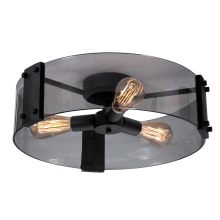 Ceiling 3 Light 19" Wide Semi-Flush Drum Ceiling Fixture with Smoke Glass Shade