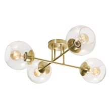 Jamie 4 Light 25" Wide Semi-Flush Ceiling Fixture with Clelar Glass Shades