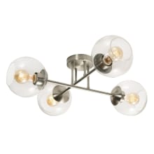 Jamie 4 Light 25" Wide Semi-Flush Ceiling Fixture with Clelar Glass Shades