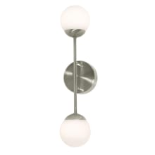 Pearl 2 Light 17" Tall LED Bathroom Sconce with Frosted Glass Shades - ADA Compliant