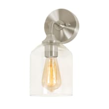William 12" Tall Bathroom Sconce with Clear Glass Shade