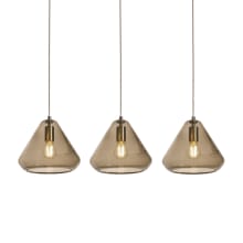 Armitage 3 Light 41" Wide Linear Pendant with Brown Glass Shades