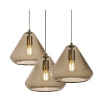 Armitage 3 Light 21" Wide Multi Light Pendant with Brown Glass Shades
