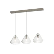 Armitage 3 Light 41" Wide Linear Pendant With Crackle Glass Shades