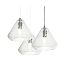 Armitage 3 Light 21" Wide Multi Light Pendant With Crackle Glass Shades