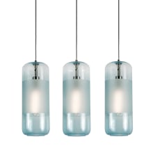 Hermosa 3 Light 41" Wide Linear Pendant with Aqua Glass Shades