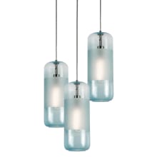 Hermosa 3 Light 17" Wide Multi Light Pendant with Aqua Glass Shades