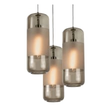 Hermosa 3 Light 17" Wide Multi Light Pendant with Brown Glass Shades