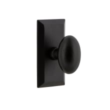 Vale  - Privacy Door Knob Set with 2-3/8" Backset - Powder Coated Matte Black Rustic Cast Iron