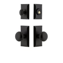 Vale  - Rustic Cast Iron Single Cylinder Keyed Entry Deadbolt and Knobset Combo Pack with Keep Knob and 2-3/4" Backset