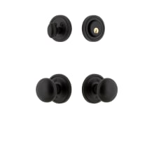 Loch - Rustic Cast Iron Single Cylinder Keyed Entry Deadbolt and Door Knob Combo Pack with Round Knob and 2-3/4" Backset