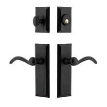 Keep - Rustic Cast Iron Left Handed Single Cylinder Keyed Entry Deadbolt and Leverset Combo Pack with Tine Lever and 2-3/8" Backset