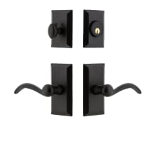 Vale  - Rustic Cast Iron Left Handed Single Cylinder Keyed Entry Deadbolt and Leverset Combo Pack with Tine Lever and 2-3/4" Backset