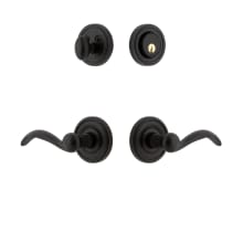 Loch - Rustic Cast Iron Left Handed Single Cylinder Keyed Entry Deadbolt and Leverset Combo Pack with Tine Lever and 2-3/4" Backset