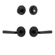 Loch - Rustic Cast Iron Left Handed Single Cylinder Keyed Entry Deadbolt and Leverset Combo Pack with Lance Lever and 2-3/8" Backset