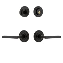 Loch - Rustic Cast Iron Left Handed Single Cylinder Keyed Entry Deadbolt and Leverset Combo Pack with Dirk Lever and 2-3/4" Backset