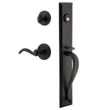 Keep - Rustic Cast Iron Left Handed Full Plate Single Cylinder Keyed Entry Handleset with Interior Loch Trim and Tine Lever for 2-3/8" Backset Doors