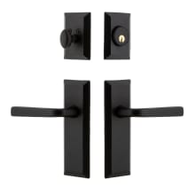 Keep - Rustic Cast Iron Right Handed Single Cylinder Keyed Entry Deadbolt and Leverset Combo Pack with Lance Lever and 2-3/4" Backset