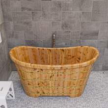 63" Cedar Soaking Bathtub for Freestanding Installations with Center Drain