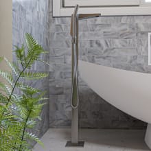 Floor Mounted Tub Filler with Lever Handle and Built-In Diverter – Includes Personal Hand Shower
