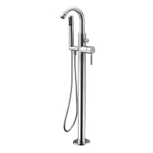 Floor Mounted Gooseneck Tub Filler with Built-In Diverter – Includes Hand Shower