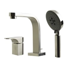 Deck Mounted Roman Tub Filler with Metal Lever Handles and Personal Hand Shower