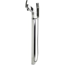 Floor Mounted Tub Filler with Metal Lever Handle and Personal Hand Shower
