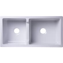 36" Double Basin Thick Wall Farmhouse Fireclay Kitchen Sink