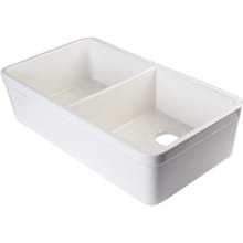 32 Inch Double Bowl Fireclay Farmhouse Kitchen Sink with 1.75 Inch Lip
