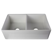 32 Inch Smooth Double Bowl Fireclay Farmhouse Kitchen Sink