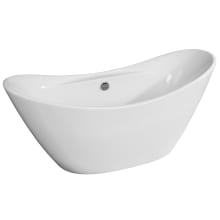 68" Acrylic Soaking Bathtub for Free Standing Installations with Center Drain, Pop-Up Drain Assembly and Overflow