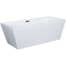 60" Free Standing Acrylic Soaking Tub with Center Drain, Drain Assembly, and Overflow