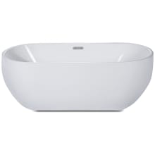 59" Acrylic Soaking Bathtub for Free Standing Installations with Rear Drain, Pop-Up Drain Assembly and Overflow