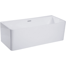 67" Acrylic Soaking Bathtub for Free Standing Installations with Rear Drain, Pop-Up Drain Assembly and Overflow