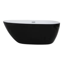 59" Free Standing Acrylic Soaking Tub with Center Drain and Overflow