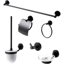 6 Piece Bathroom Package with 24" Towel Bar, Dual Robe Hook, Round Towel Ring, Soap Dish and Toilet Paper Holder