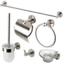 6 Piece Bathroom Package with 24" Towel Bar, Dual Robe Hook, Round Towel Ring, Soap Dish and Toilet Paper Holder