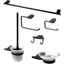 6 Piece Bathroom Package with 24" Towel Bar, Dual Robe Hook, Lever Towel Ring, Soap Dish and Toilet Paper Holder