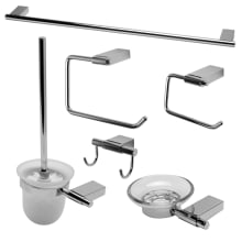 6 Piece Bathroom Package with 24" Towel Bar, Dual Robe Hook, Lever Towel Ring, Soap Dish and Toilet Paper Holder