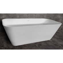 68" Free Standing Resin Tub with Center Drain, Drain Assembly, and Overflow