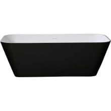 68" Free Standing Resin Tub with Center Drain, Drain Assembly, and Overflow